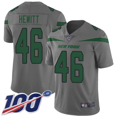 New York Jets Limited Gray Youth Neville Hewitt Jersey NFL Football #46 100th Season Inverted Legend->->Youth Jersey